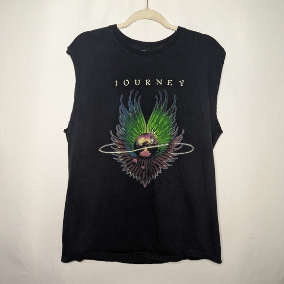 Glidan Journey Mens Black Sleeveless Muscle 2018 Tour Concert Graphic Tee L - Picture 1 of 8
